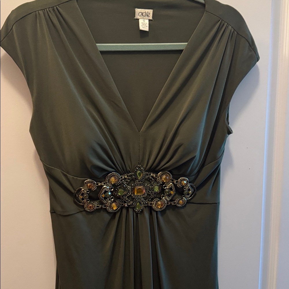“CACHE” Jeweled Sleeveless Dress